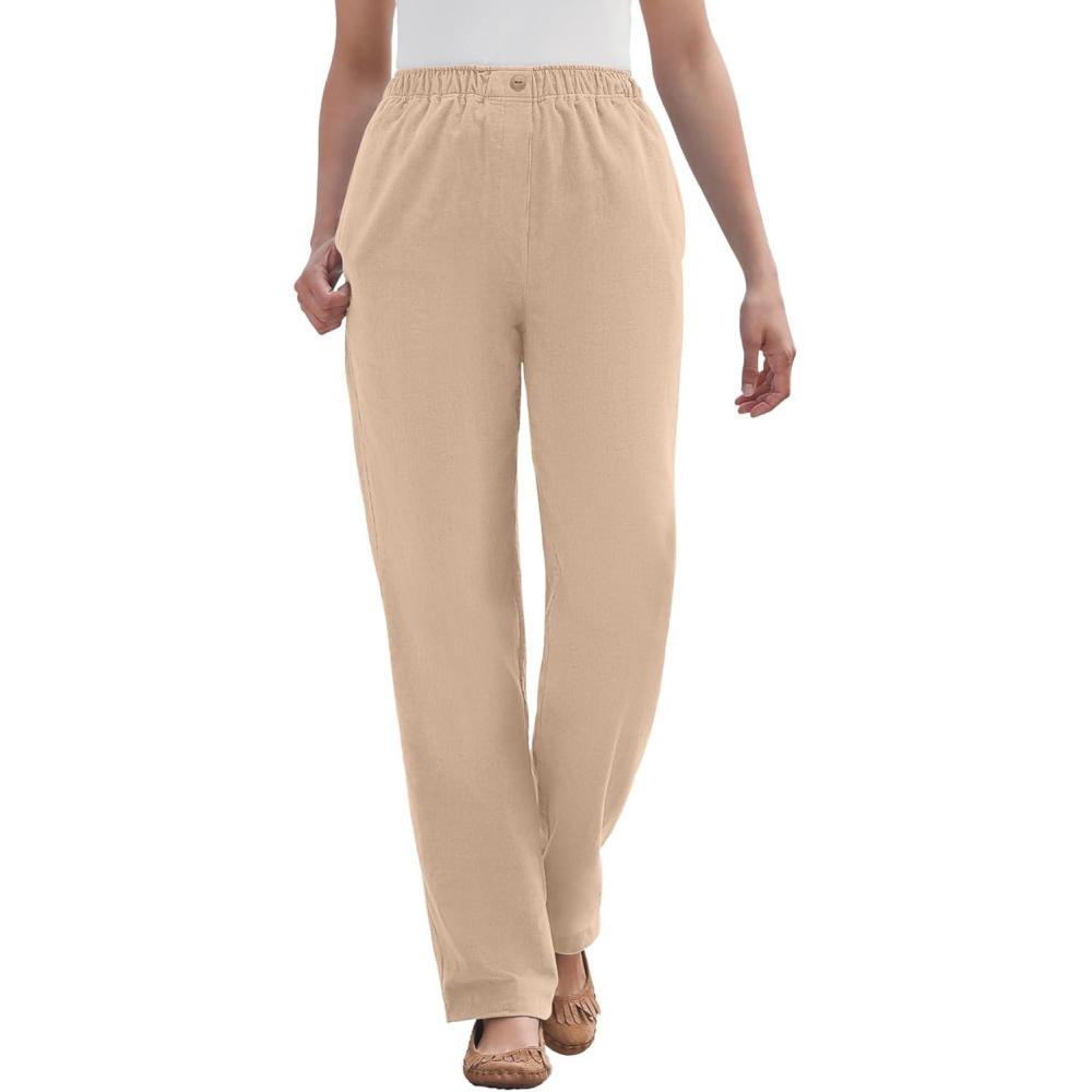 imageWoman Within Plus Size Tall 7Day Corduroy StraightLeg Pant  18 W New Khaki