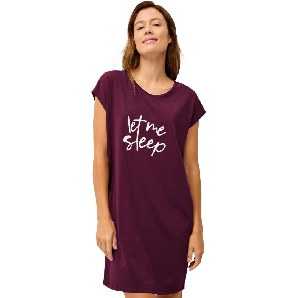 imageellos Plus Size Cap Sleeve Sleep ShirtMidnight Berry