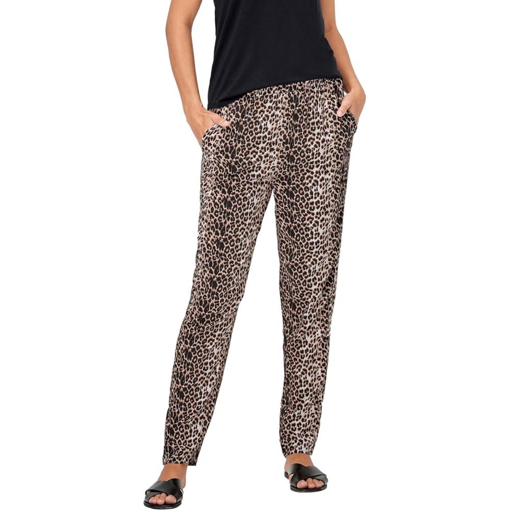imageellos Plus Size Woven Soft PantsAnimal Print