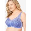 Amoureuse Women’s Plus Size Scroll Embroidered Wireless Front-Close Bra(Evening Blue Silver)