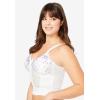 Comfort Choice Women’s Plus Size Embroidered Front-Close Longline Posture Bra(White Embroidery)