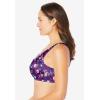 Comfort Choice Women’s Plus Size Front-Close Satin Wireless Bra(Rich Violet Floral)