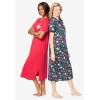 Dreams & Co. Plus Size 2-Pack Long Henley Sleepshirt(Rich Violet Flowers)