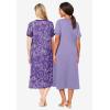 Dreams & Co. Plus Size 2-Pack Long Henley Sleepshirt(Soft Iris Snow Bunny)