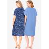 Dreams & Co. Plus Size 2-Pack Short-Sleeve Sleepshirt(Pretty Orchid Roses)
