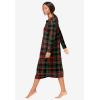 Dreams & Co. Plus Size Long-Sleeve Henley Print Sleepshirt(Classic Red Plaid)