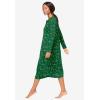 Dreams & Co. Plus Size Long-Sleeve Henley Print Sleepshirt(Emerald Candy Cane)