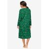 Dreams & Co. Plus Size Long-Sleeve Henley Print Sleepshirt(Emerald Candy Cane)