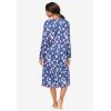 Dreams & Co. Plus Size Long-Sleeve Henley Print Sleepshirt(Evening Blue Flowers)