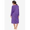 Dreams & Co. Plus Size Long-Sleeve Henley Print Sleepshirt(Plum Burst Dot)