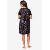 Dreams & Co. Plus Size Short Henley Sleepshirt(Black Multi Floral)