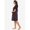 Dreams & Co. Plus Size Short Henley Sleepshirt(Black Multi Floral)