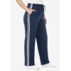 Woman Within Plus Size Better-Fleece Side-Stripe Pull-On Sweatpants(Navy White)
