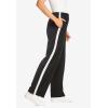 Woman Within Plus Size Cotton French Terry Straight-Leg Pull-On Side-Stripe Pants(Black White)