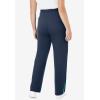 Woman Within Plus Size Cotton French Terry Straight-Leg Pull-On Side-Stripe Pants(Navy Waterfall)