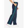 Woman Within Plus Size Cotton French Terry Straight-Leg Pull-On Side-Stripe Pants(Navy Waterfall)