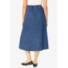 Woman Within Plus Size Petite 7-Day Elastic-Waist All-Cotton Pull-On Denim Jeans Skirt – 36 W, Navy