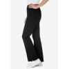 Woman Within Plus Size Petite Stretch-Cotton Knit Pull-On Bootcut Side-Stripe Leggings(Black Black)
