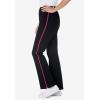 Woman Within Plus Size Petite Stretch-Cotton Knit Pull-On Bootcut Side-Stripe Leggings(Black Classic Red)