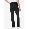 Woman Within Plus Size Petite Stretch-Cotton Knit Pull-On Bootcut Side-Stripe Leggings(Black White)
