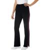 Woman Within Plus Size Tall Stretch-Cotton Knit Pull-On Bootcut Side-Stripe Leggings(Black Bright Cobalt)