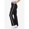 Woman Within Plus Size Tall Stretch-Cotton Knit Pull-On Bootcut Side-Stripe Leggings(Black White)