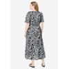 Woman Within Plus Size Tiered Midi Dress(Black White Island Batik)