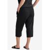 ellos Plus Size Ribbed Elastic Waist Linen-Blend Capris(Black)