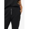 ellos Plus Size Ribbed Elastic Waist Linen-Blend Capris(Black)