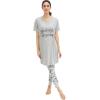 ellos Plus Size V-Neck Sleep Shirt(Heather Grey Graphic)
