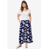 ellos Plus Size Wide-Leg Crop Pants(Navy Floral)