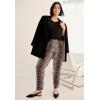 ellos Plus Size Woven Soft Pants(Black Rose Floral)