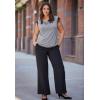 ellos Plus Size Woven Wide Leg Pants(Black)
