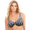 Amoureuse Women’s Plus Size Embroidered Front-Close Underwire Bra(Black Silver)
