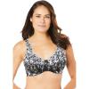 Amoureuse Women’s Plus Size Embroidered Underwire Bra(Black Silver)