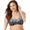 Amoureuse Women’s Plus Size Embroidered Wireless Back-Close Bra(Black Silver)