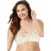 Amoureuse Women’s Plus Size Embroidered Wireless Back-Close Bra(Ivory Sparkling Champagne)