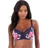 Amoureuse Women’s Plus Size Lace-Trim Underwire Bra(Navy Rose)