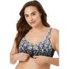 Amoureuse Women’s Plus Size Scroll Embroidered Wireless Front-Close Bra(Black Silver)