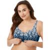 Amoureuse Women’s Plus Size Scroll Embroidered Wireless Front-Close Bra(Evening Blue Silver)