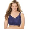 Amoureuse Women’s Plus Size Wireless Lace Bralette(Evening Blue)