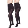 Comfort Choice Women’s Plus Size 2-Pack Opaque Tights(Black)