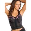 Comfort Choice Women’s Plus Size Embroidered Front-Close Longline Posture Bra(Black Embroidery)