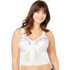 Comfort Choice Women’s Plus Size Embroidered Front-Close Longline Posture Bra(White Embroidery)