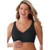 Comfort Choice Women’s Plus Size Front Hook Wireless Breathe Bra(Black)