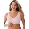 Comfort Choice Women’s Plus Size Front Hook Wireless Breathe Bra(Shell Pink)