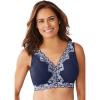 Comfort Choice Women’s Plus Size Lace Leisure Bralette(Navy)