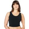 Comfort Choice Women’s Plus Size Longline Ribbed Leisure Bra(Black)