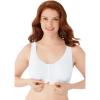 Comfort Choice Women’s Plus Size Wireless Cotton Snap Front Bra(White)