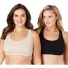 Comfort Choice Women’s Plus Size Wireless Sport Bra 2-Pack(Basic Pack)